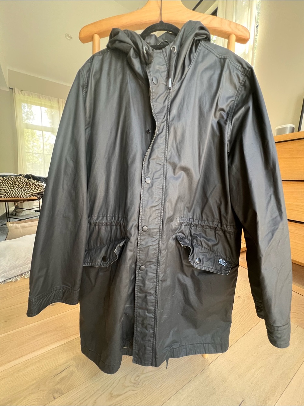 Diesel - Men's Black Hooded Rain Jacket. Size XXL